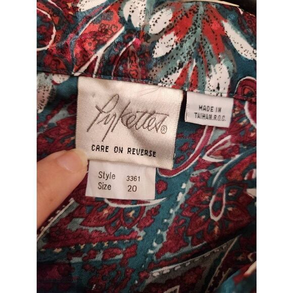 Pykettes size 20 colorful blouse with shoulder pads - Picture 9 of 11